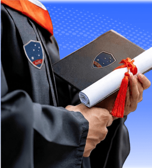 Graduate holding a diploma