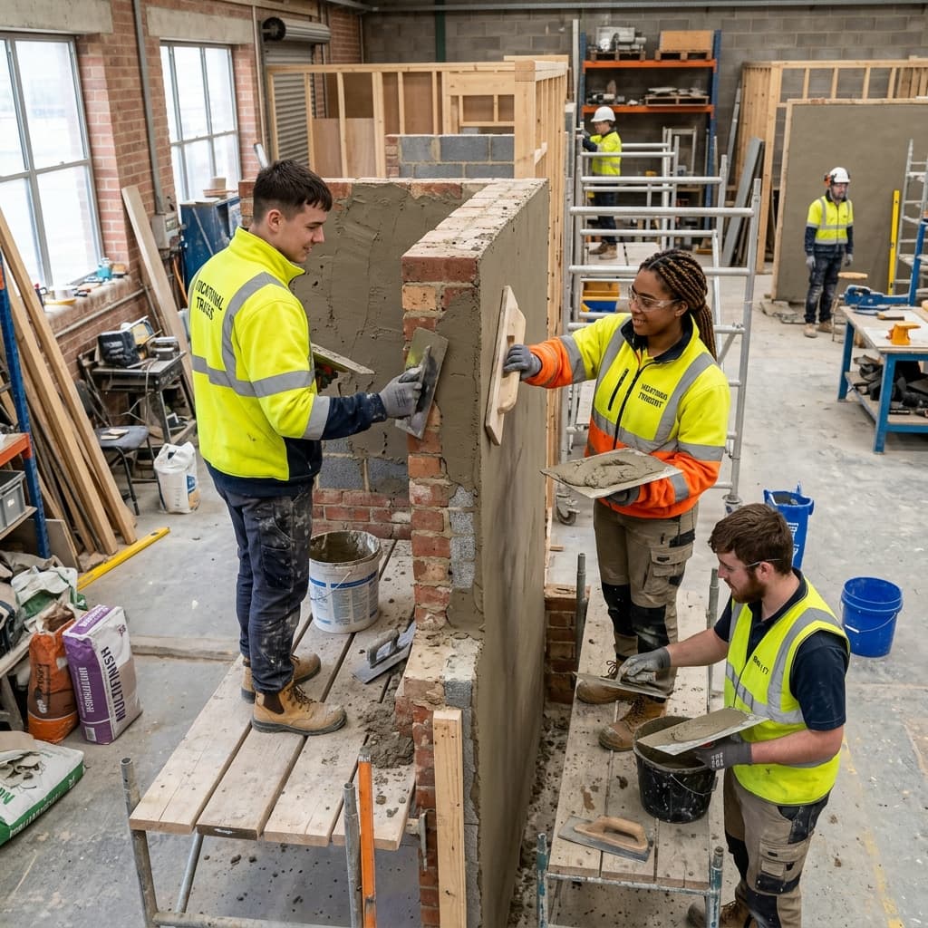 Certificate III students build real-world skills in plastering workshops